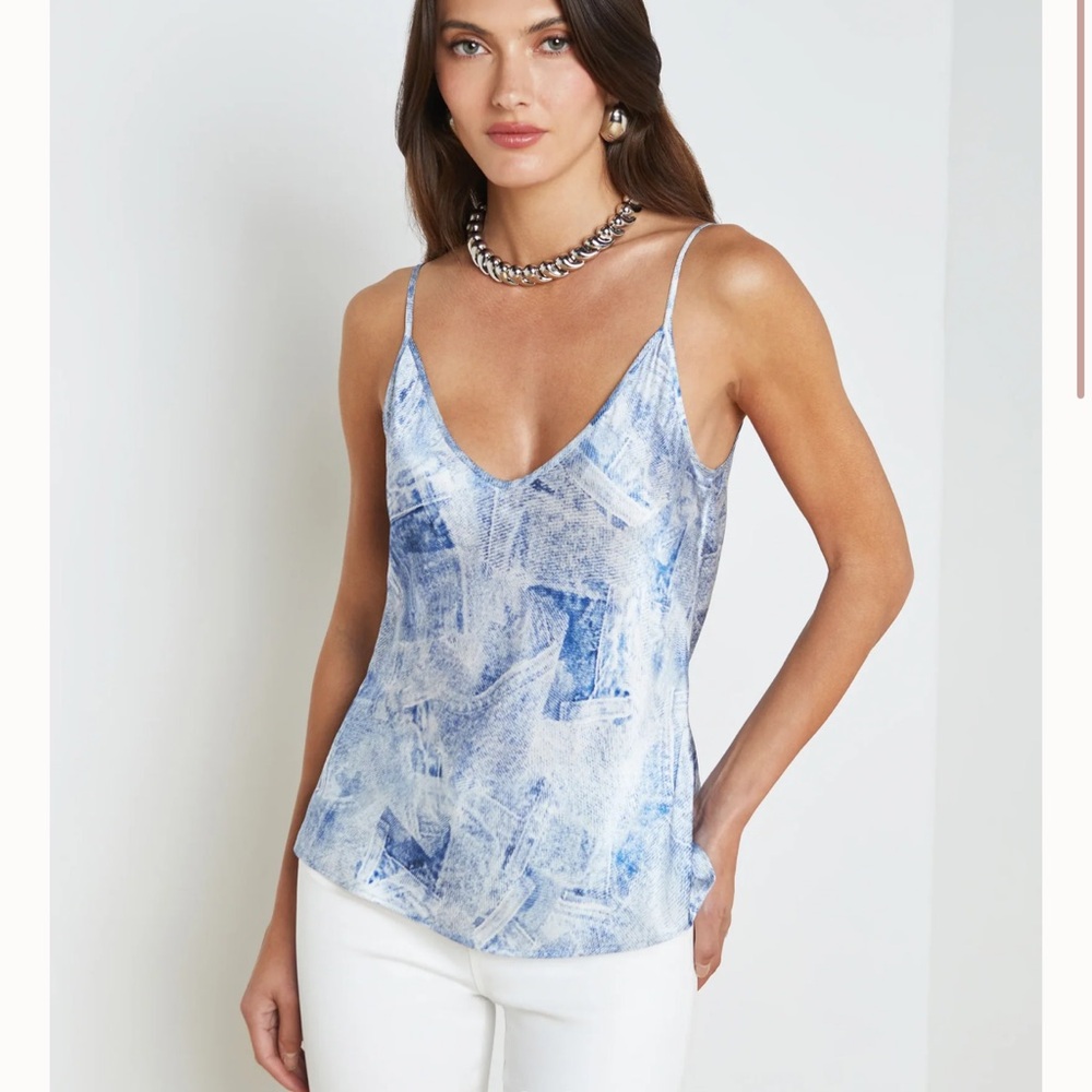 L'Agence Lexi Silk Camisole in Blue Multi